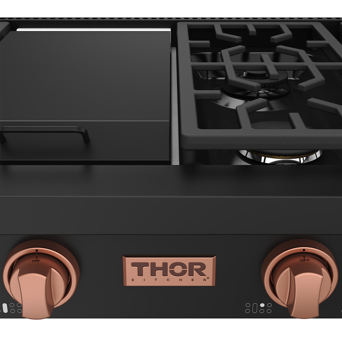THOR x Gordon Ramsay Collection 48 Inch Professional Gas Rangetop with Knob Control – Matte Black/Rose Gold