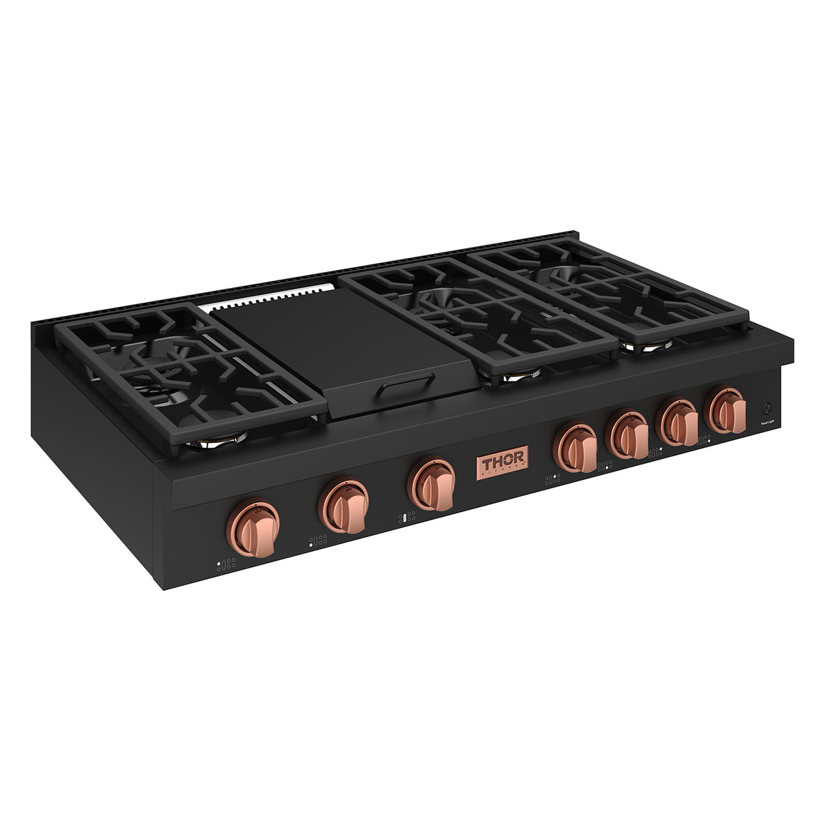 THOR x Gordon Ramsay Collection 48 Inch Professional Gas Rangetop with Knob Control – Matte Black/Rose Gold