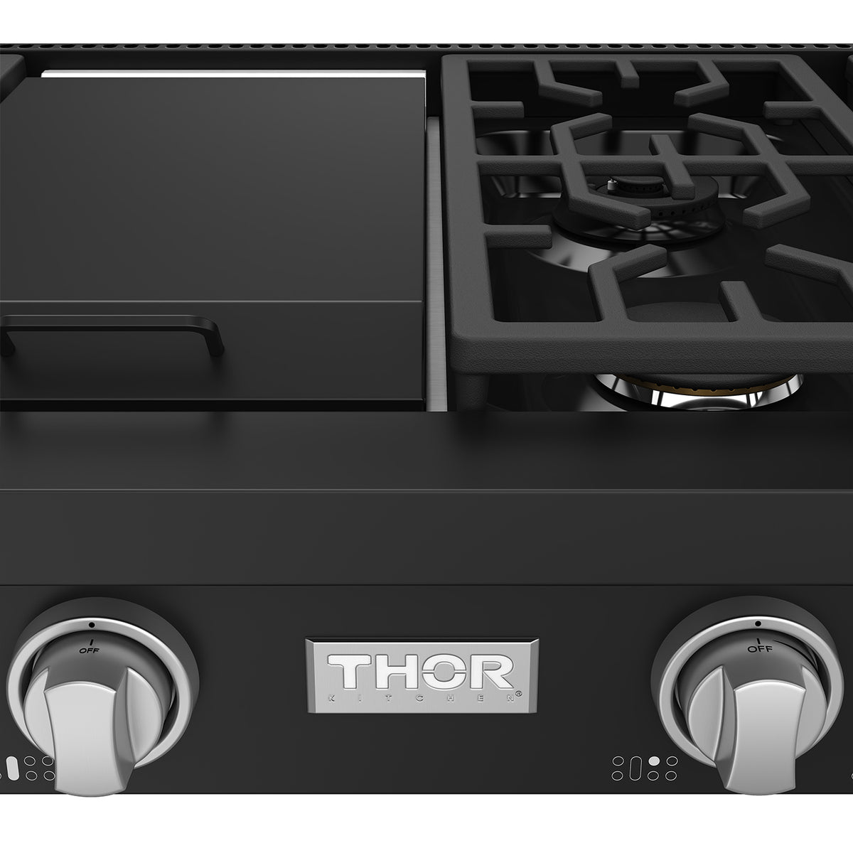 THOR x Gordon Ramsay Collection 48 Inch Professional Liquid Propane Rangetop with Knob Control – Matte Black/Stainless Steel