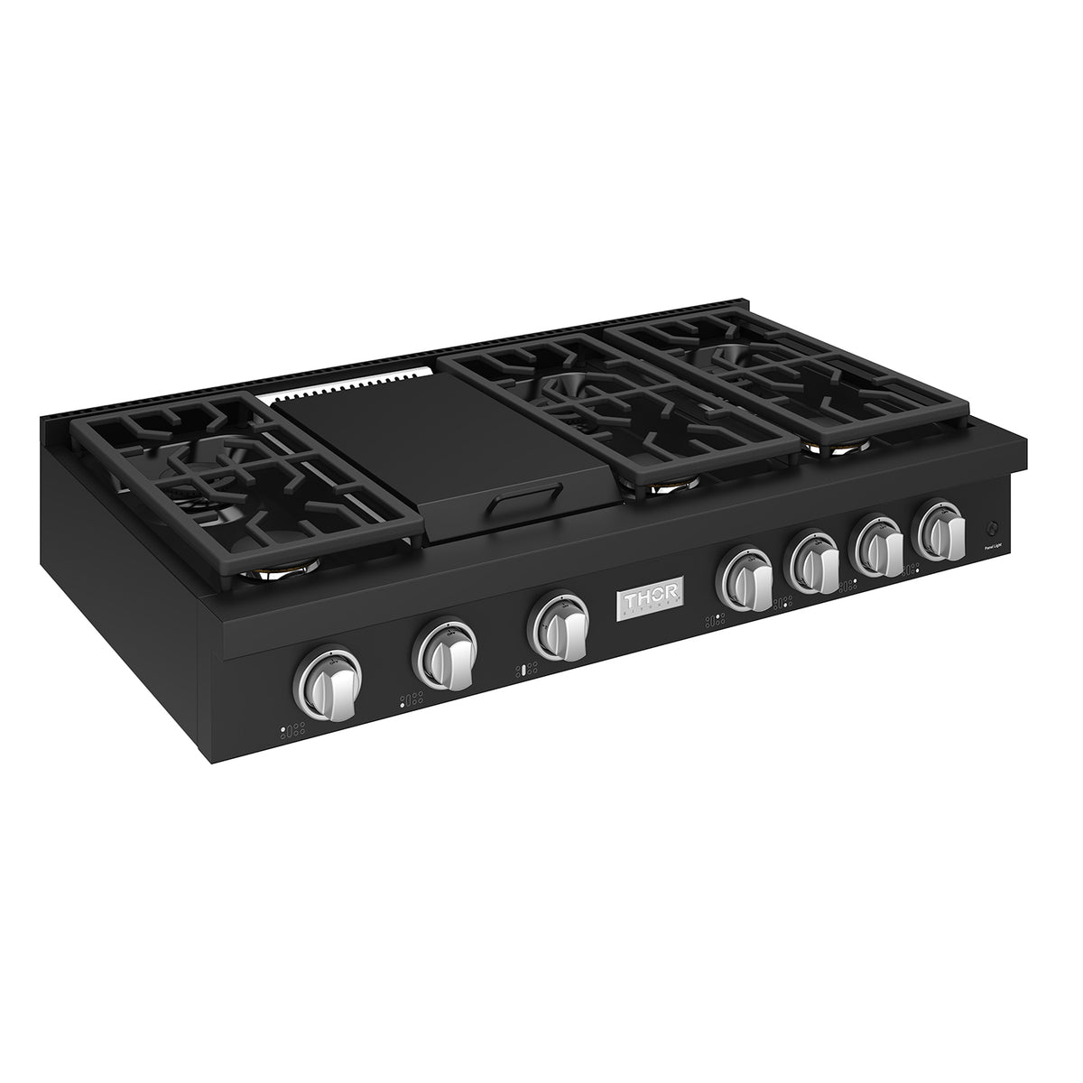 THOR x Gordon Ramsay Collection 48 Inch Professional Liquid Propane Rangetop with Knob Control – Matte Black/Stainless Steel