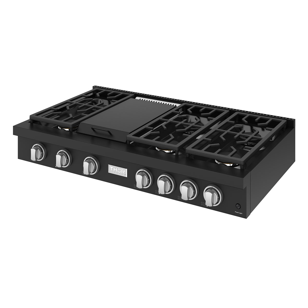 THOR x Gordon Ramsay Collection 48 Inch Professional Liquid Propane Rangetop with Knob Control – Matte Black/Stainless Steel