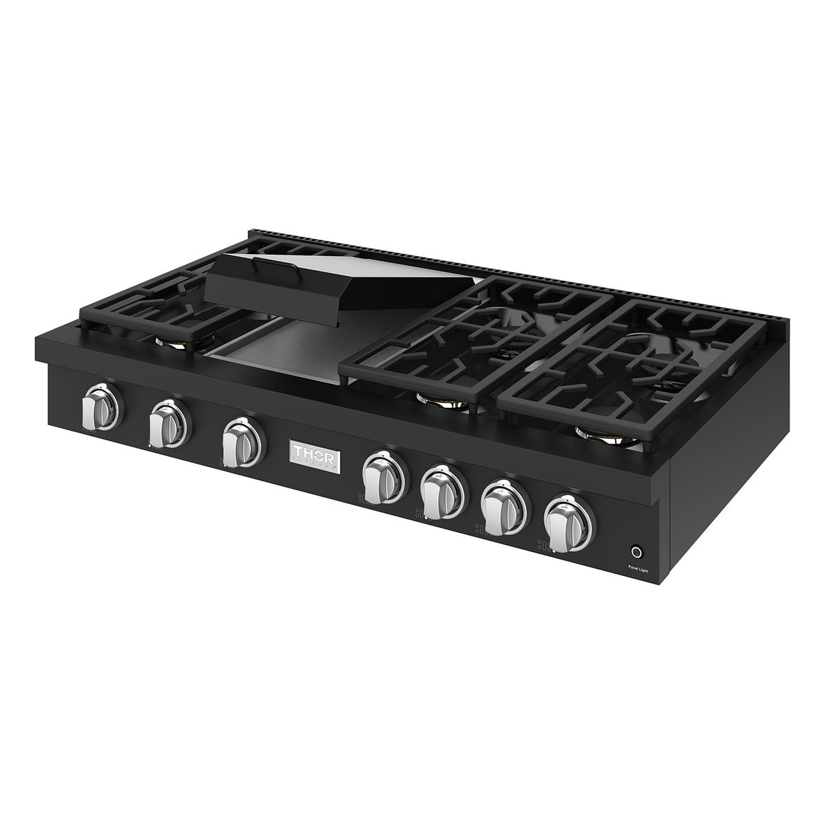 THOR x Gordon Ramsay Collection 48 Inch Professional Liquid Propane Rangetop with Knob Control – Matte Black/Stainless Steel