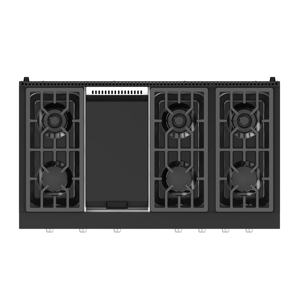 THOR x Gordon Ramsay Collection 48 Inch Professional Liquid Propane Rangetop with Knob Control – Matte Black/Stainless Steel