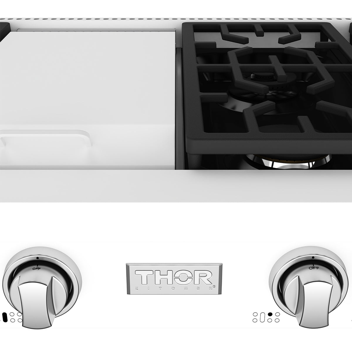 48 Inch Professional Gas Rangetop with Knob Control in White | Gordon Ramsay Series