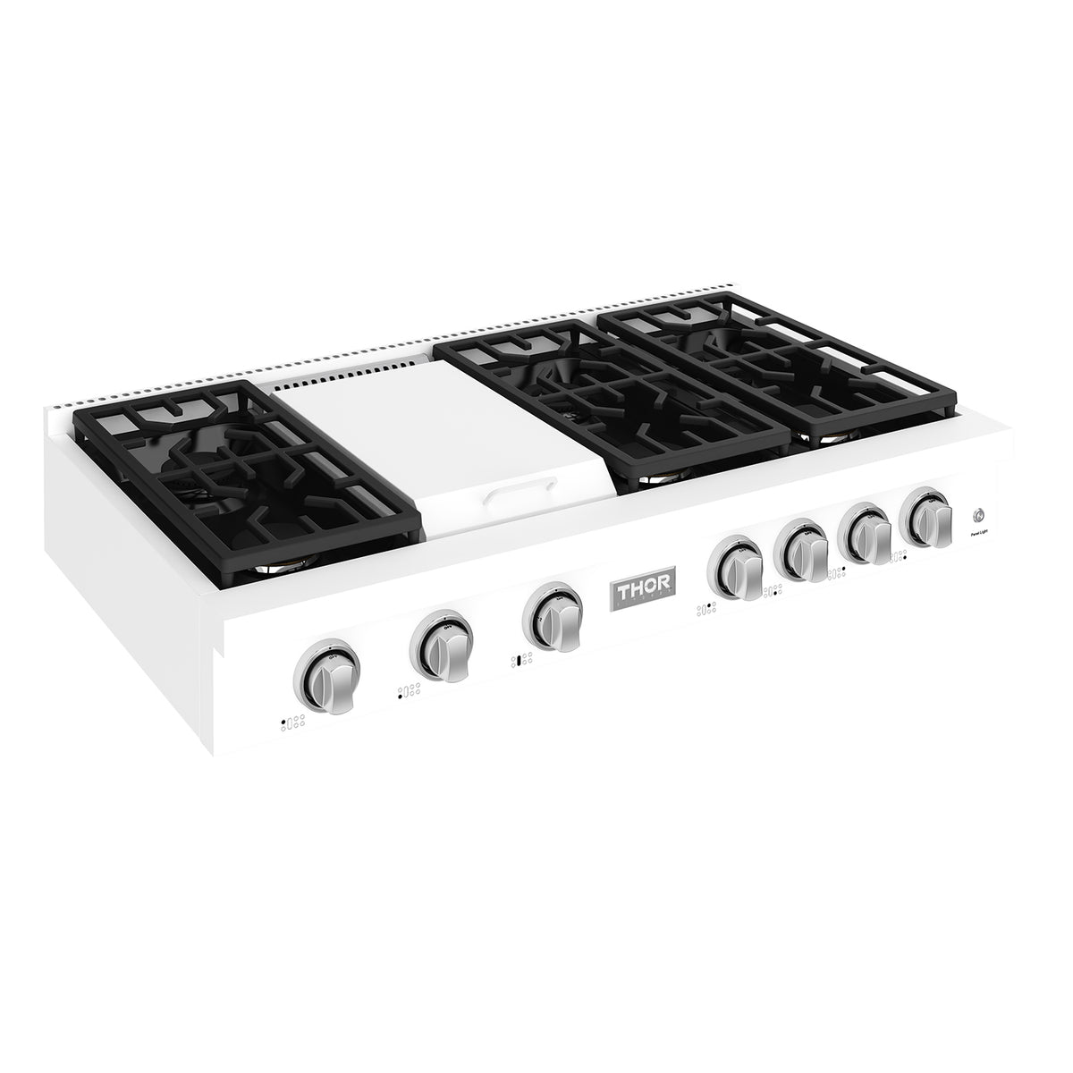 48 Inch Professional Gas Rangetop with Knob Control in White | Gordon Ramsay Series