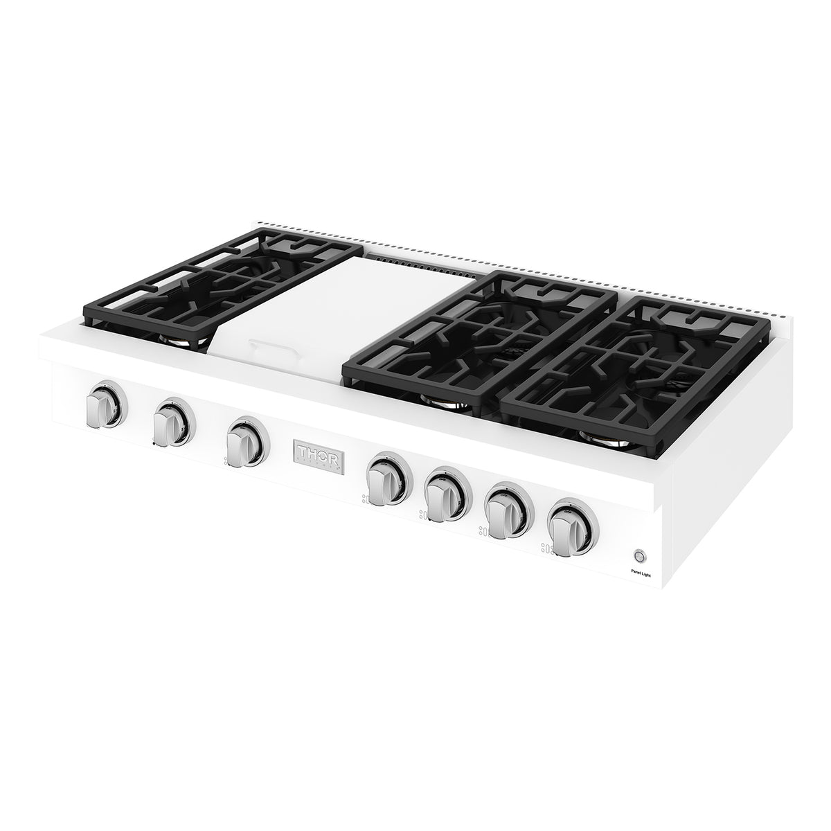 48 Inch Professional Gas Rangetop with Knob Control in White | Gordon Ramsay Series