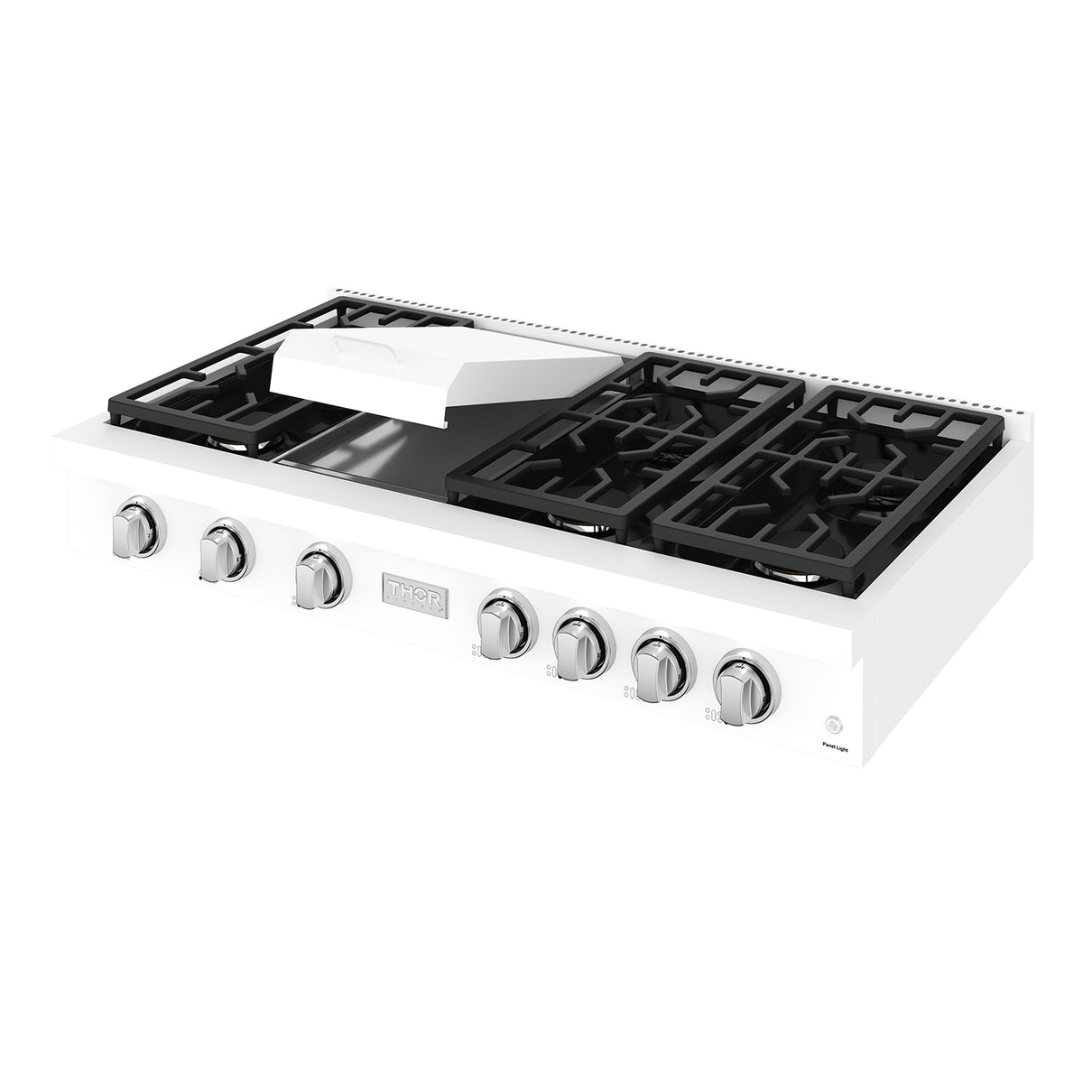 48 Inch Professional Gas Rangetop with Knob Control in White | Gordon Ramsay Series