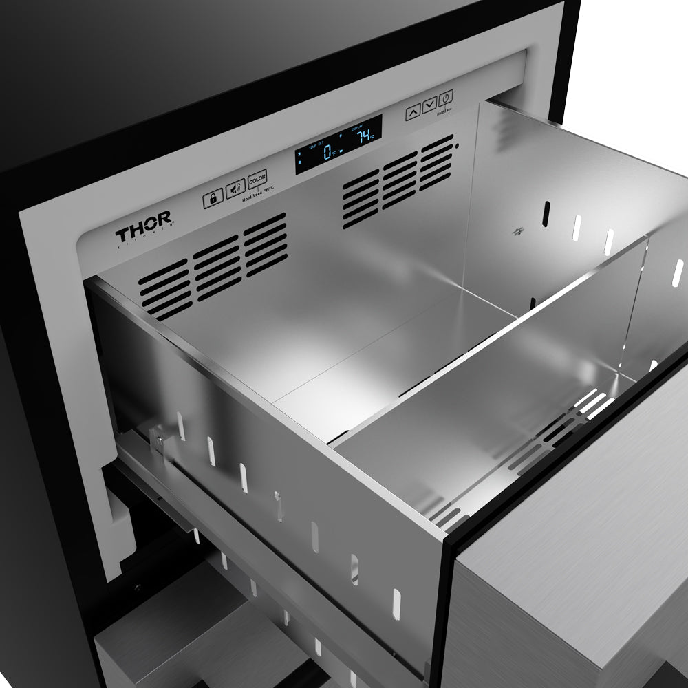 24″ Undercounter Built-In / Freestanding Drawer Freezer – Stainless Steel/Black | Gordon Ramsay Series