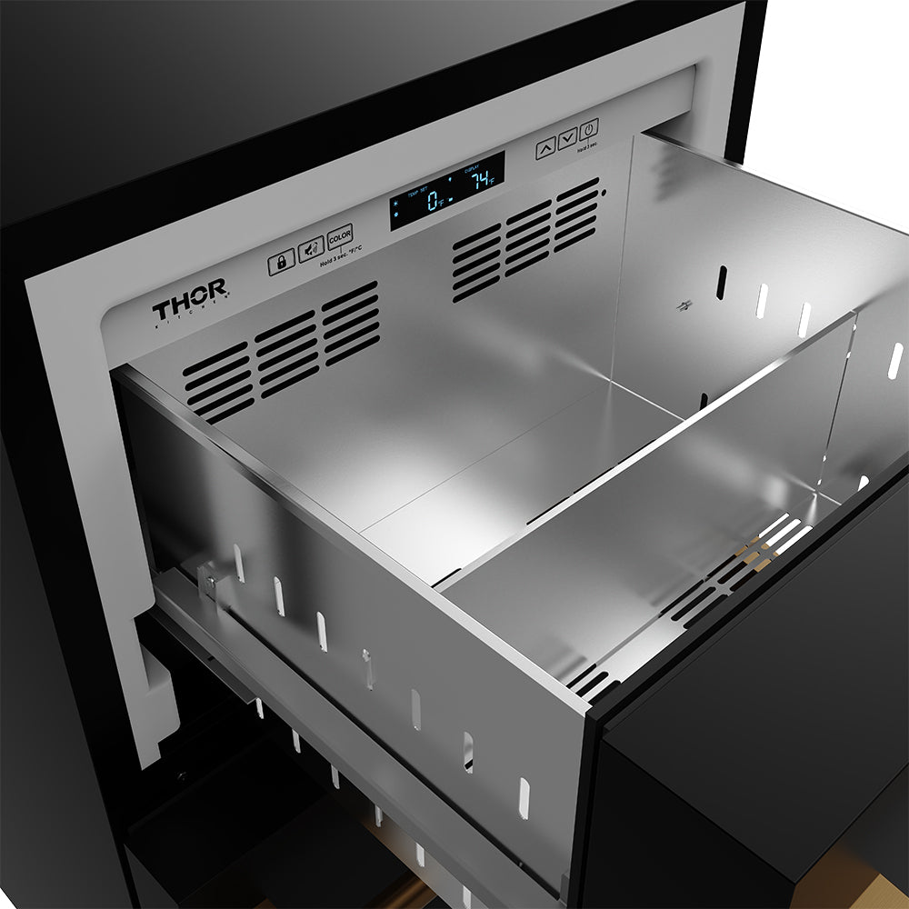 24″ Undercounter Built-In / Freestanding Drawer Freezer – Black/Bronze | Gordon Ramsay Series