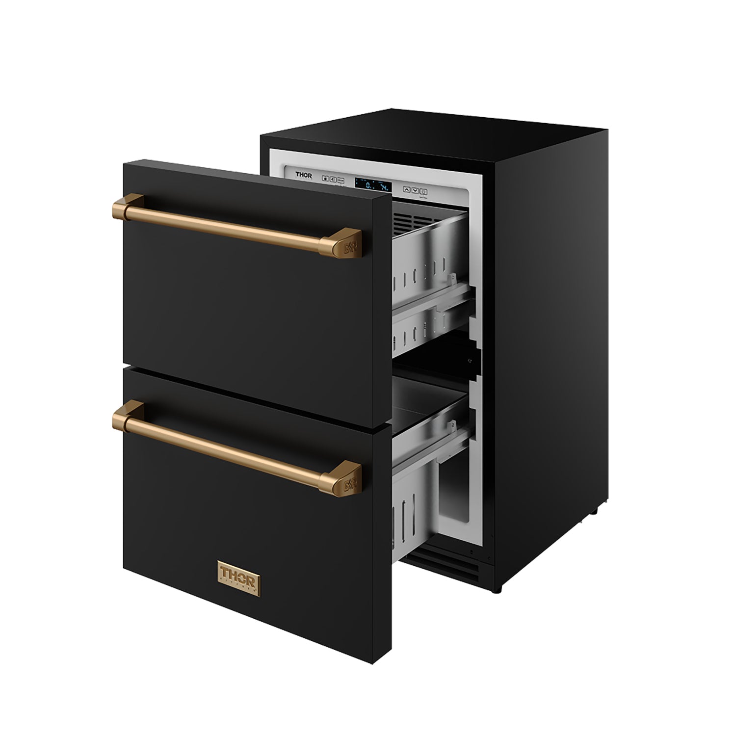 24" Undercounter Built-In or Freestanding Drawer Refrigerator – Black/Bronze | Gordon Ramsay Series
