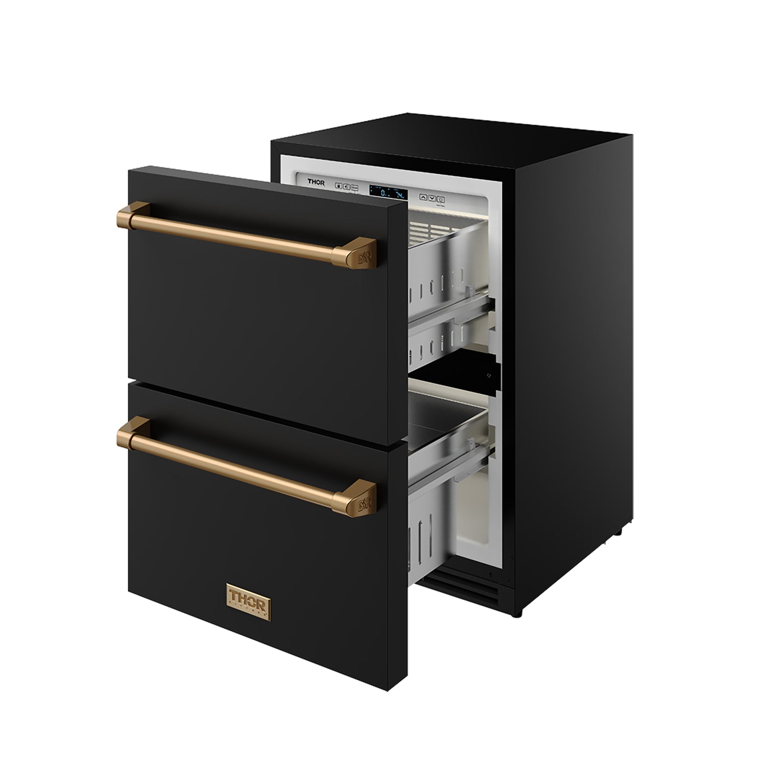 24" Undercounter Built-In or Freestanding Drawer Refrigerator – Black/Bronze | Gordon Ramsay Series