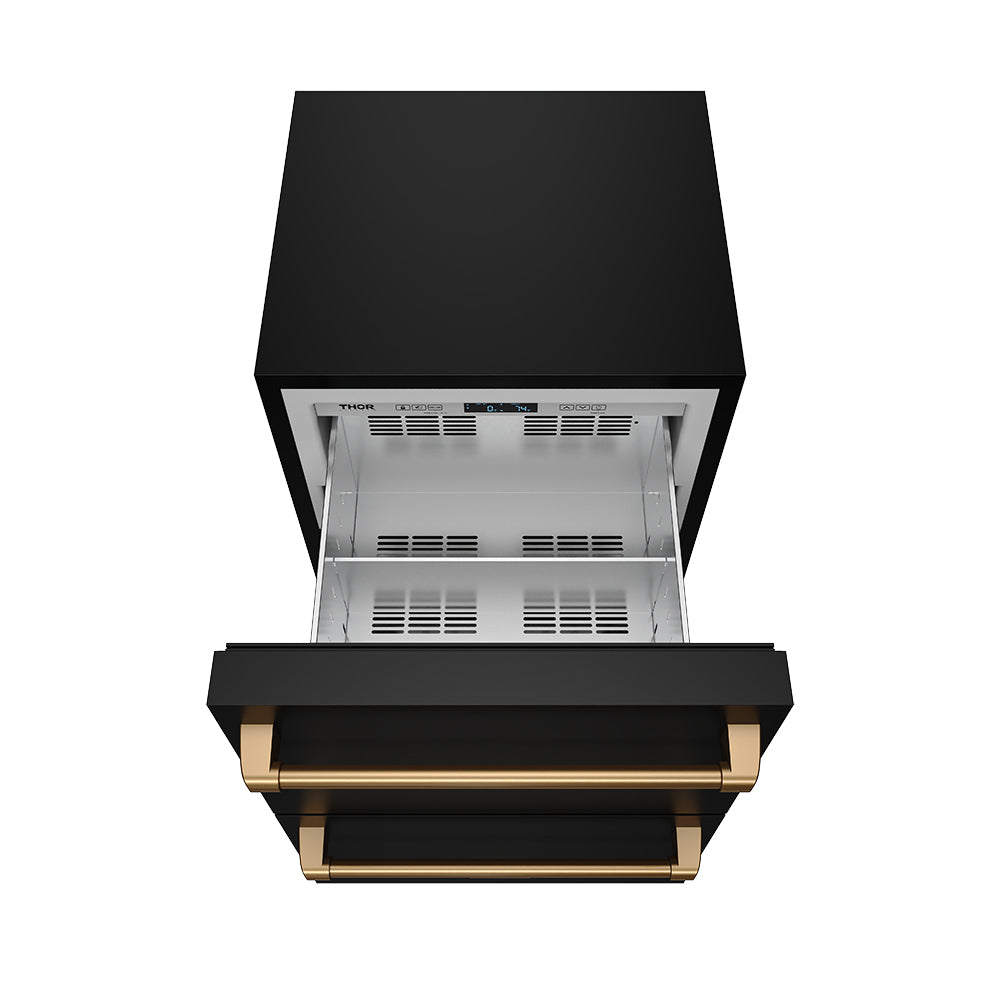 24″ Undercounter Built-In / Freestanding Drawer Freezer – Black/Bronze | Gordon Ramsay Series