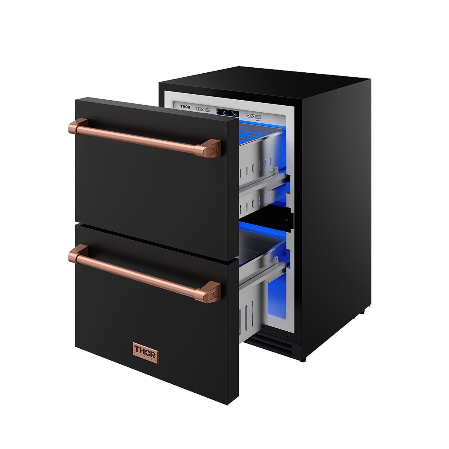 24" Undercounter Built-In or Freestanding Drawer Refrigerator – Black/Rose Gold | Gordon Ramsay Series