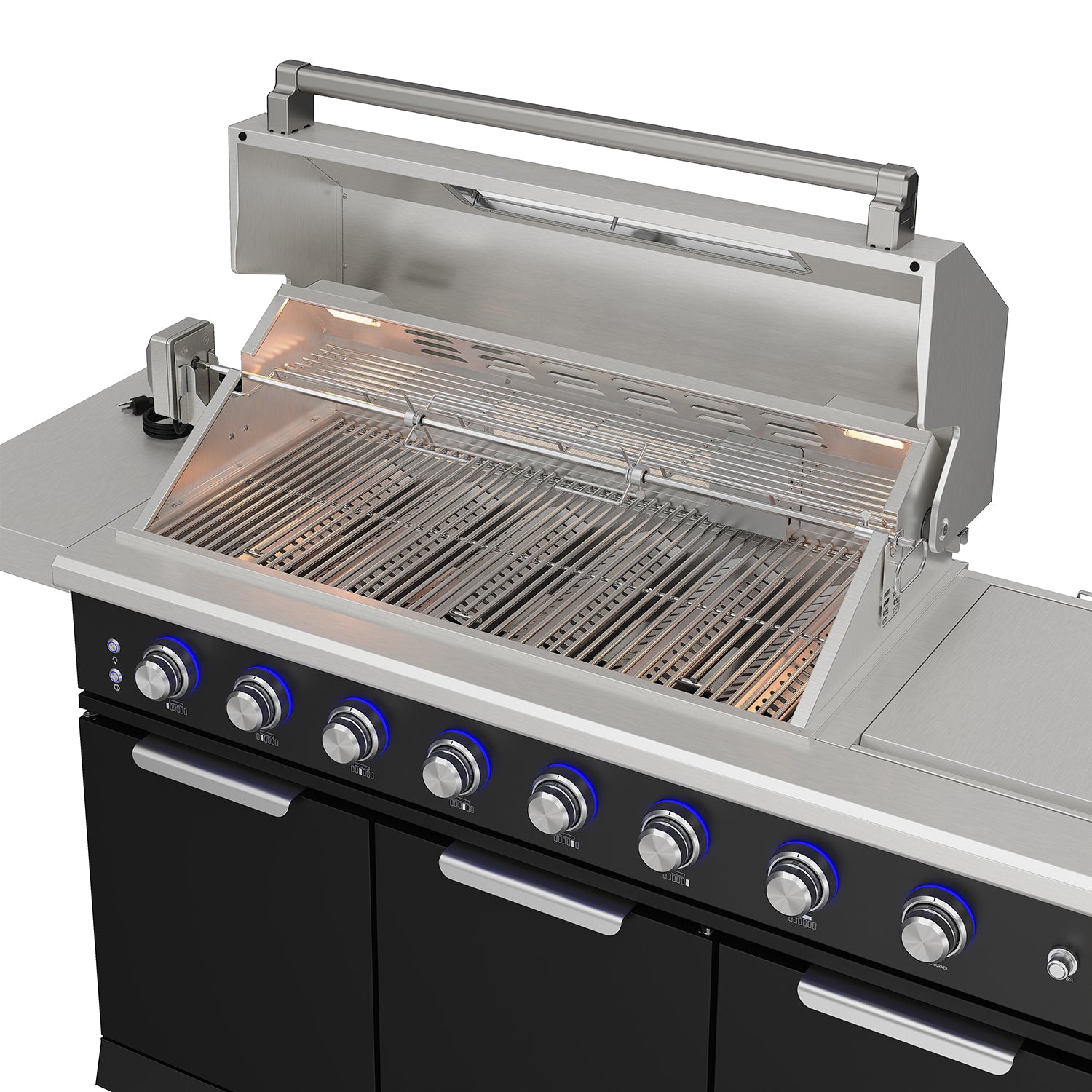 10 ft. Outdoor Kitchen Island with Gas Grill & Side Burner, Sink & Drawer 77,000 BTU – Black