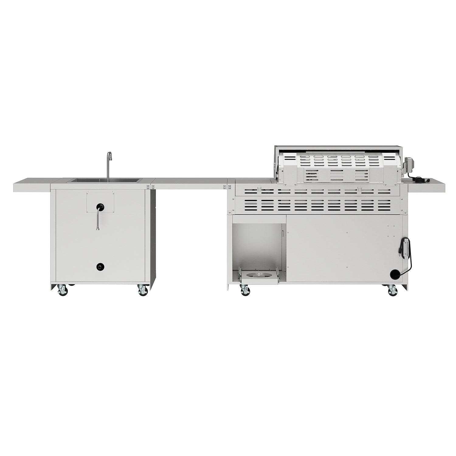 10 ft. Outdoor Kitchen Island with Gas Grill & Side Burner, Sink & Drawer 77,000 BTU – Stainless Steel
