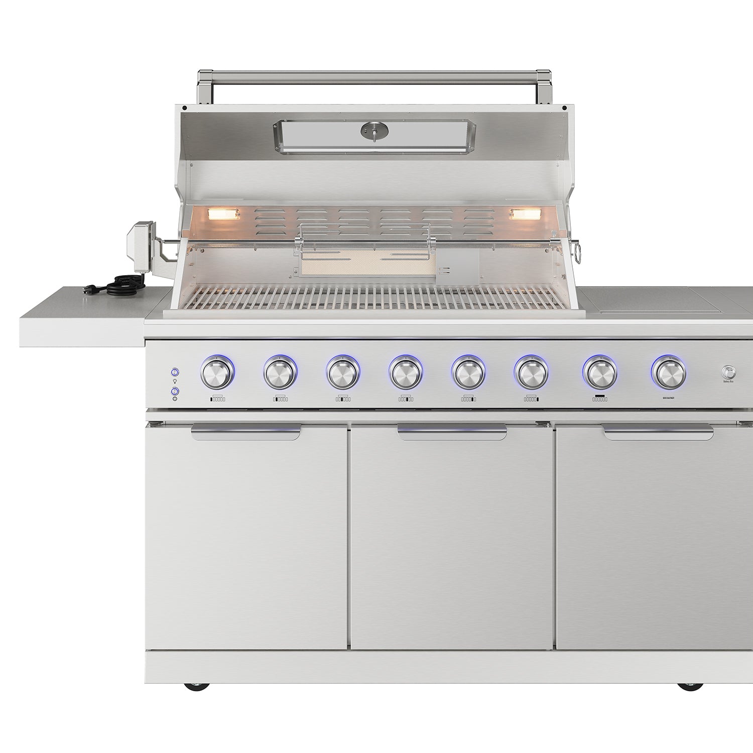 10 ft. Outdoor Kitchen Island with Gas Grill & Side Burner, Sink & Drawer 77,000 BTU – Stainless Steel