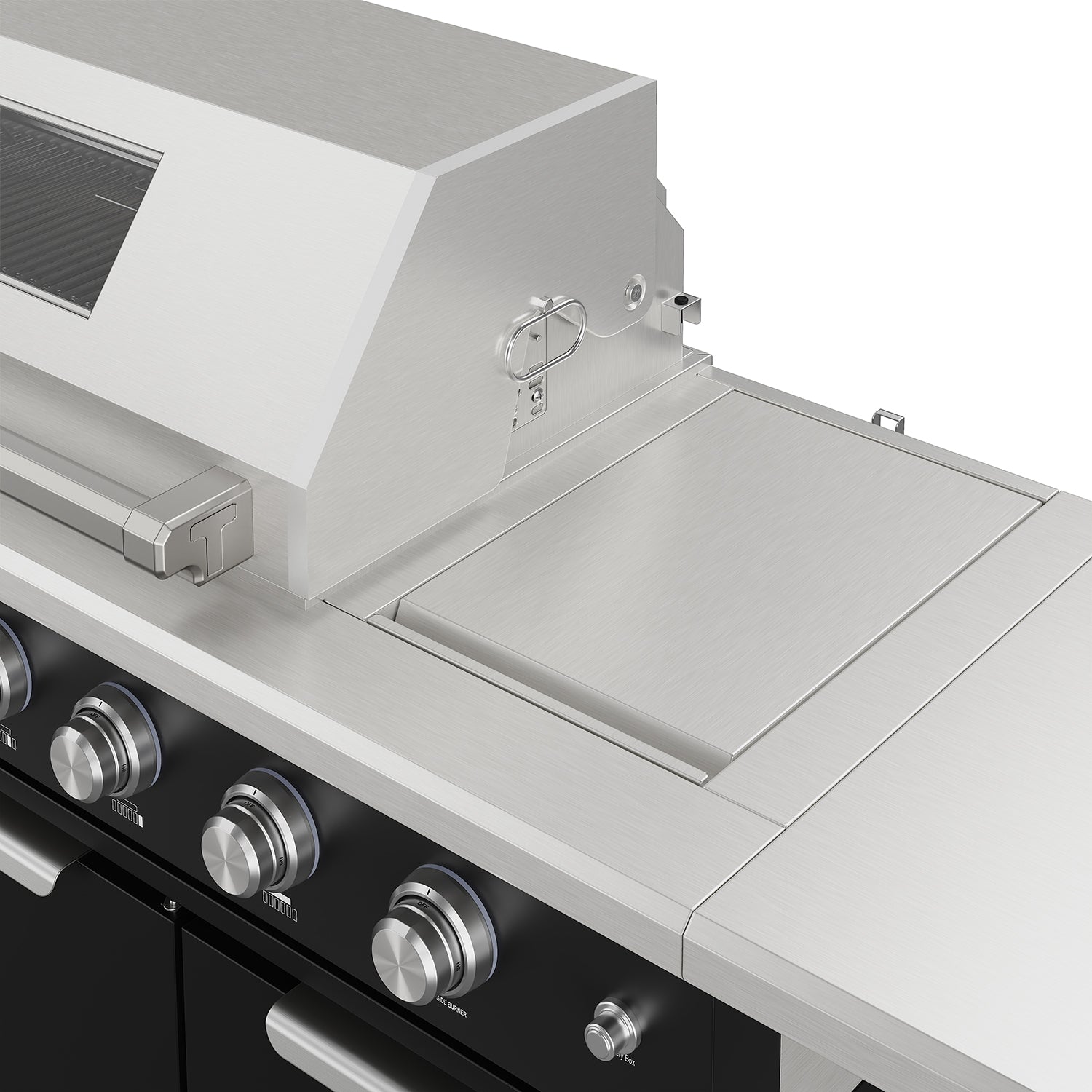 10 ft. Outdoor Kitchen Island with Gas Grill & Side Burner, Sink & Drawer 77,000 BTU – Black