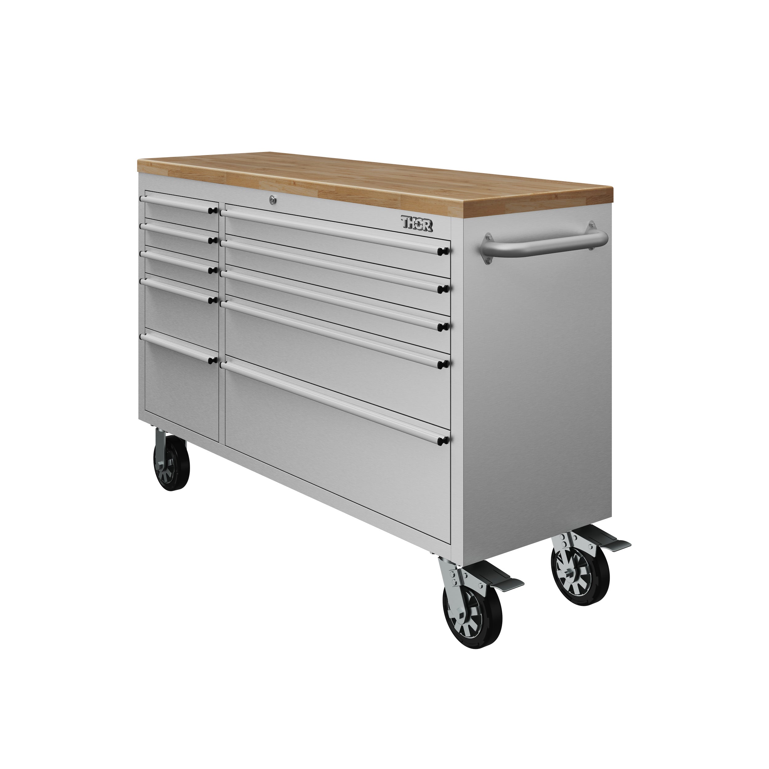 てつや 55 Inch 10-Drawer Mobile Work Bench in Stainless Steel