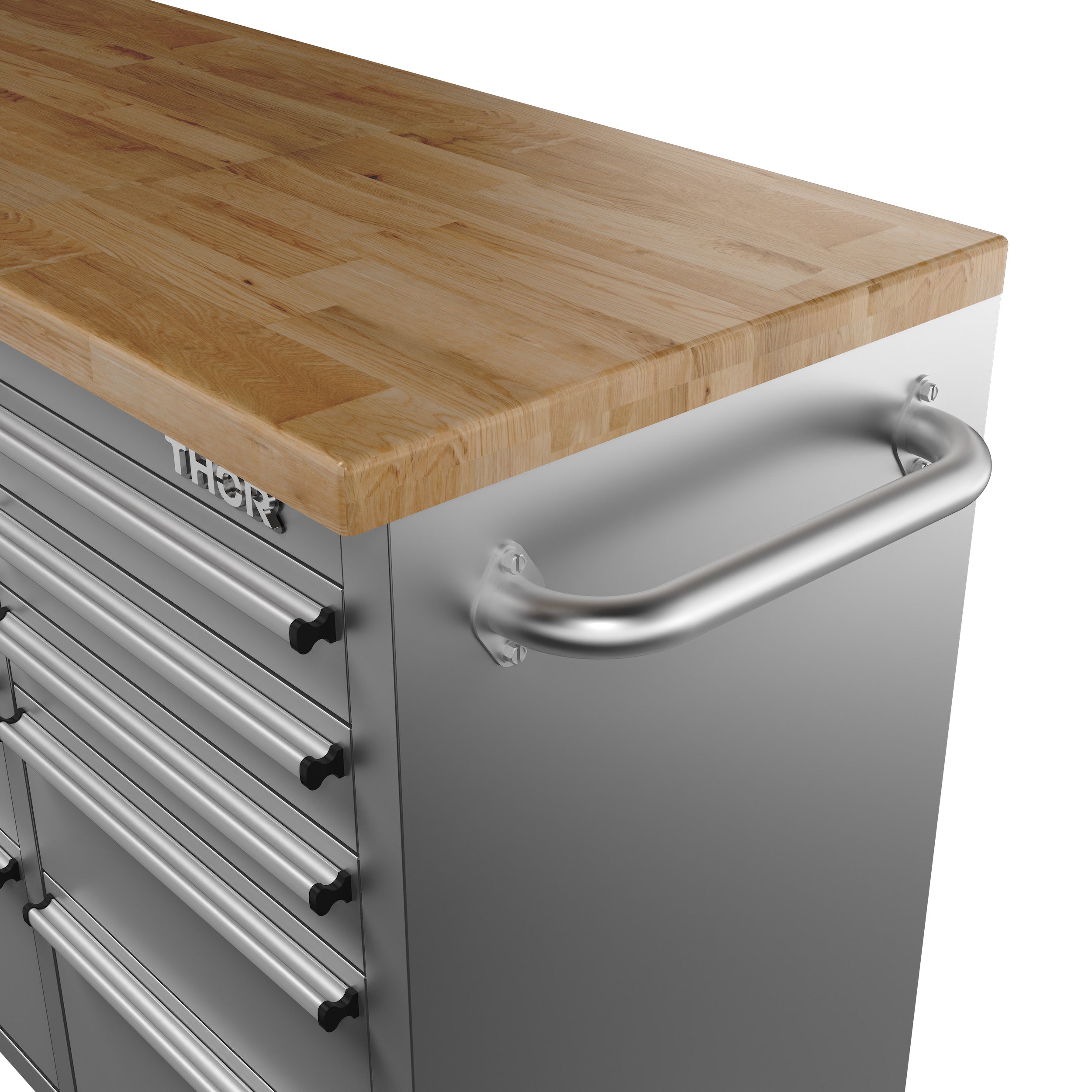 55 Inch 10-Drawer Mobile Work Bench in Stainless Steel