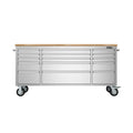 72" Inch 15-Drawer Mobile Workbench in Stainless Steel