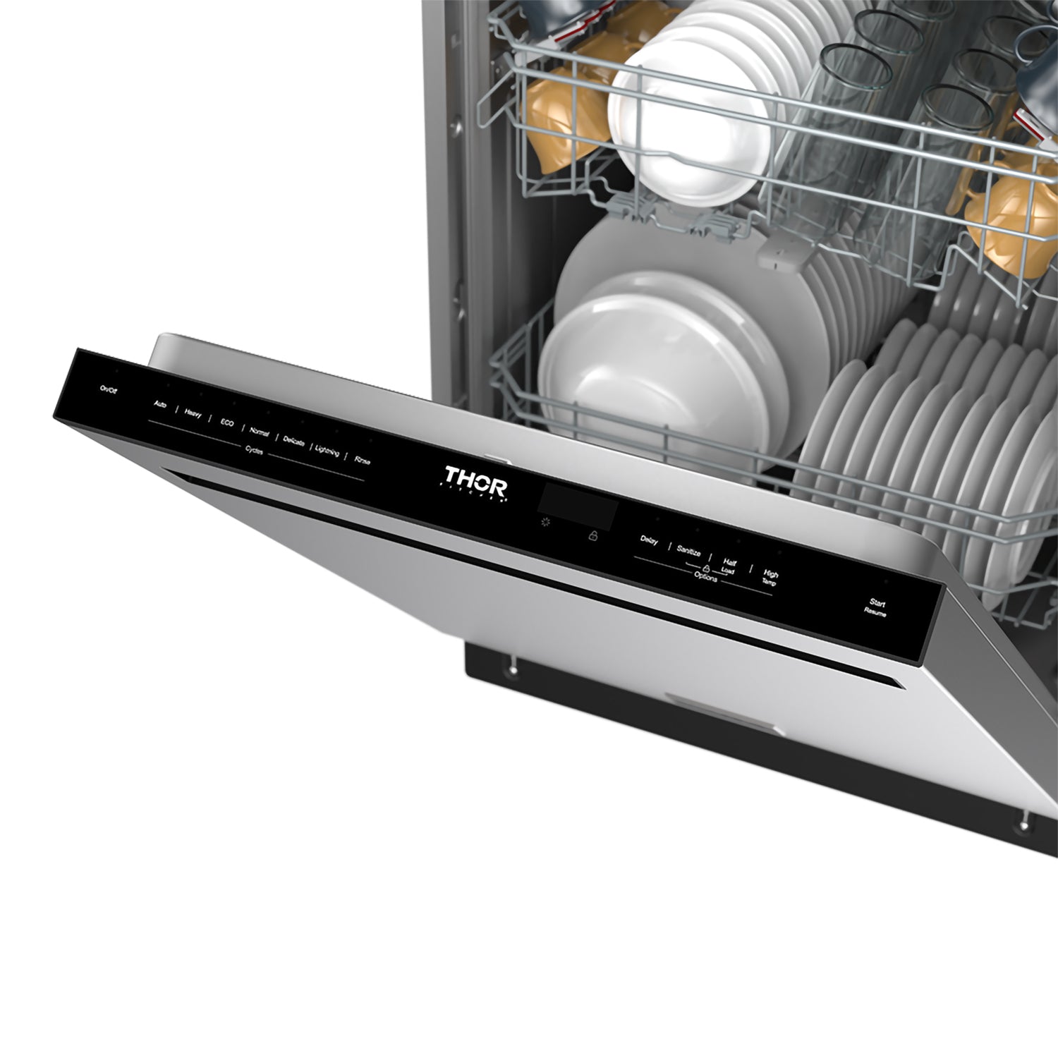 24 Inch Built-In Top Control Dishwasher with Pocket Handle – Stainless Steel