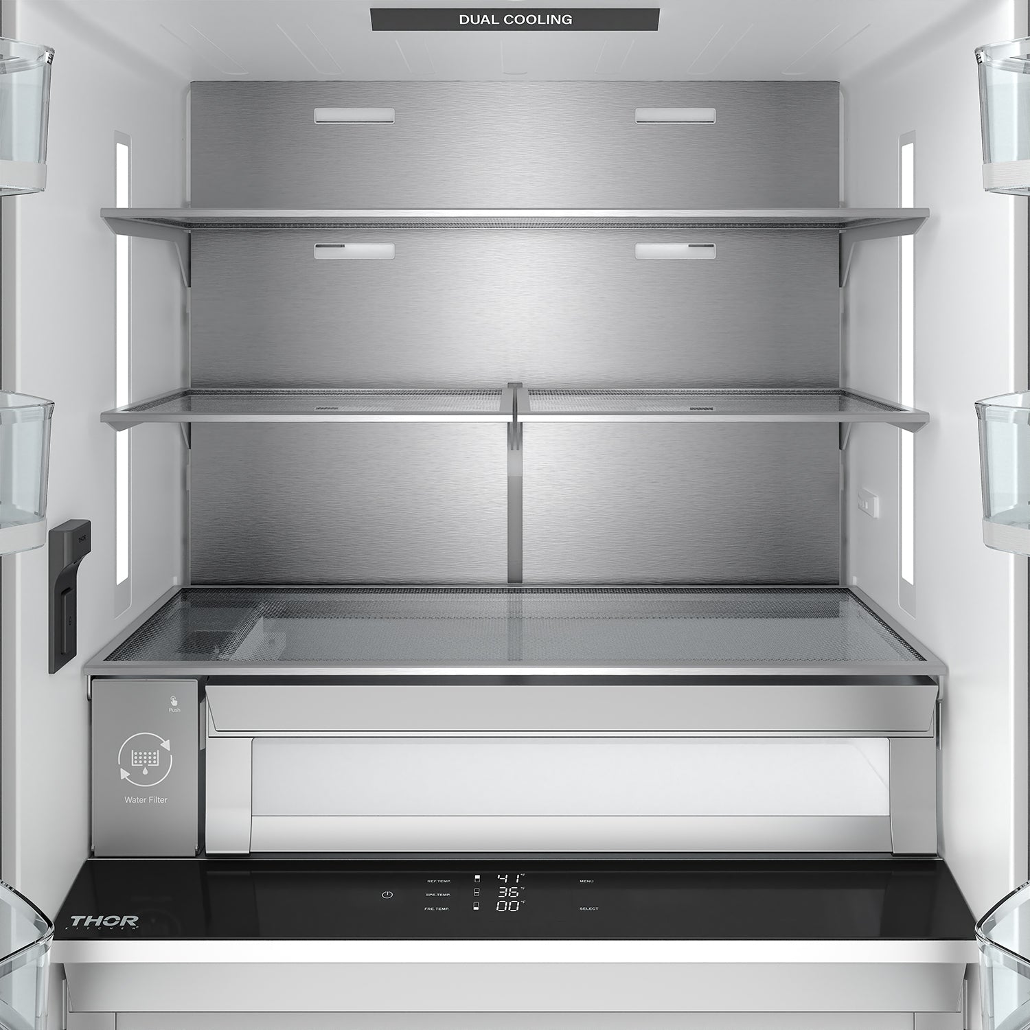36 Inch Counter Depth Freestanding French Door Refrigerator with Internal Water and Ice