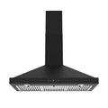 36 Inch Wall Mounted Chimney Range Hood With 350 CFM in Black