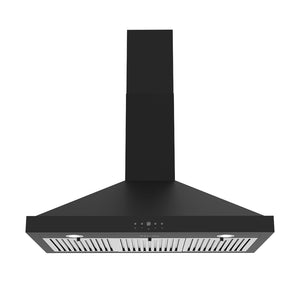 36 Inch Wall Mounted Chimney Range Hood With 350 CFM in Black