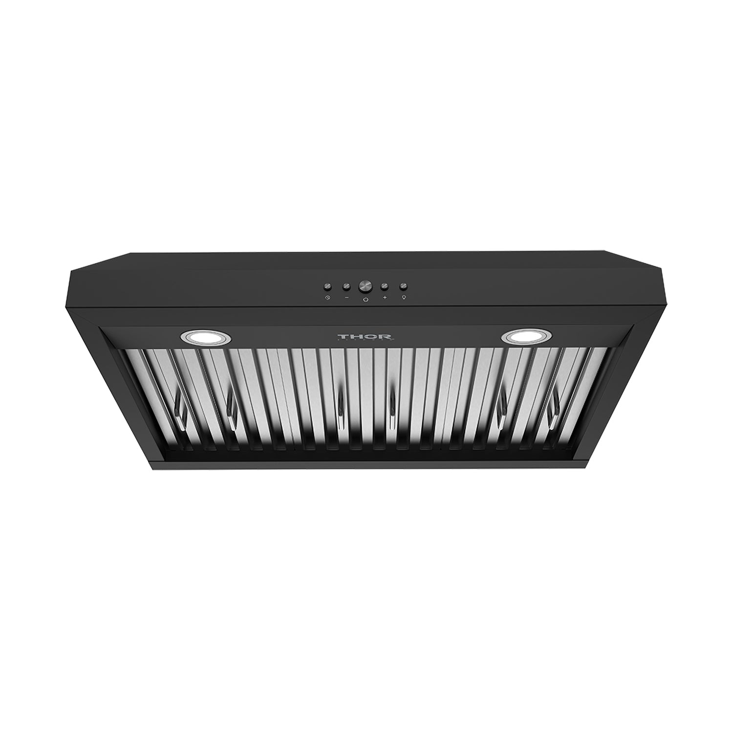 30 Inch Convertible Under Cabinet Hood 10 Inch Height, 480 CFM and Baffle Filters in Black