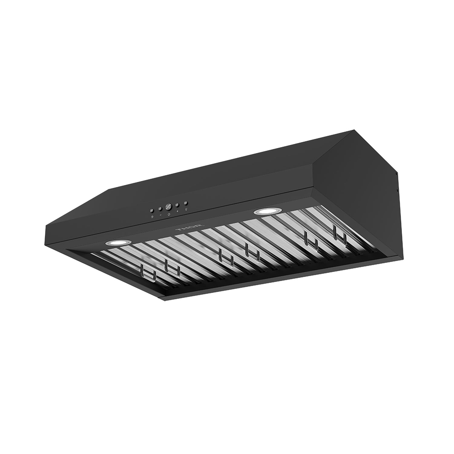 30 Inch Convertible Under Cabinet Hood 10 Inch Height, 480 CFM and Baffle Filters in Black