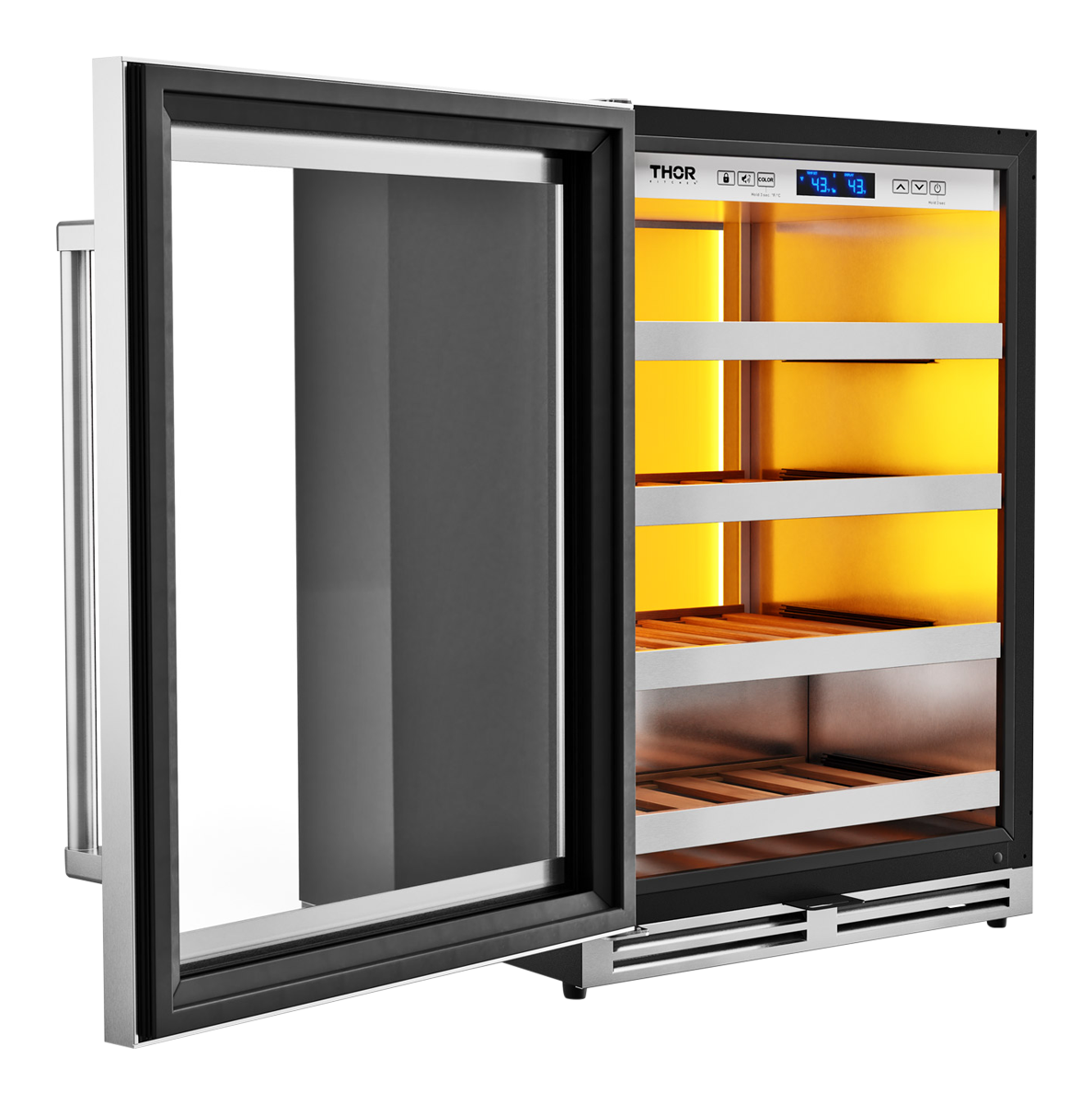 Thor Kitchen 24-Inch Single Zone Wine Cooler, Left Swing, 45 Wine Bottle Capacity - Model TWC24UL-LH-R (Renewed)