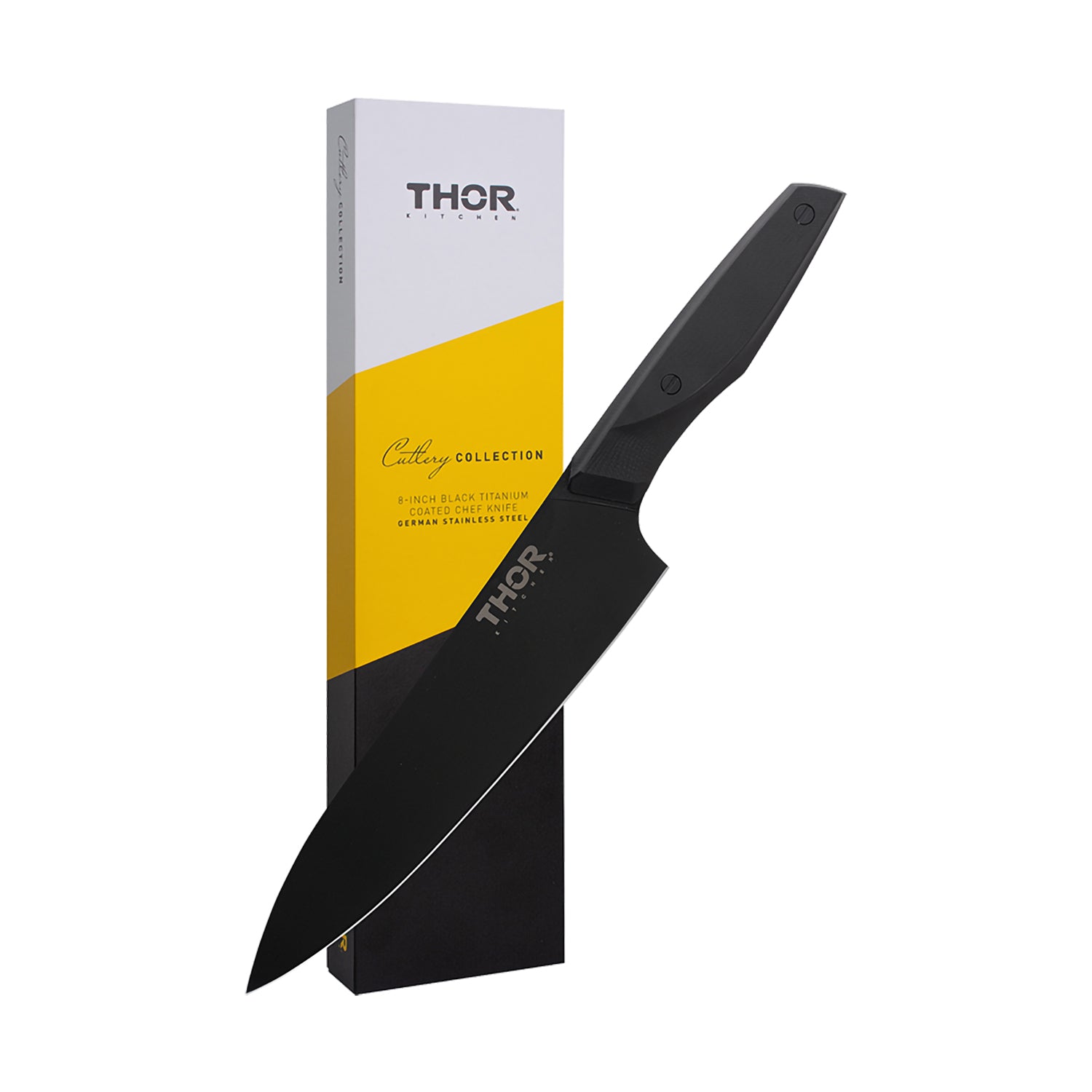 Black Titanium Coated German Steel Chef Knife 8 Inches