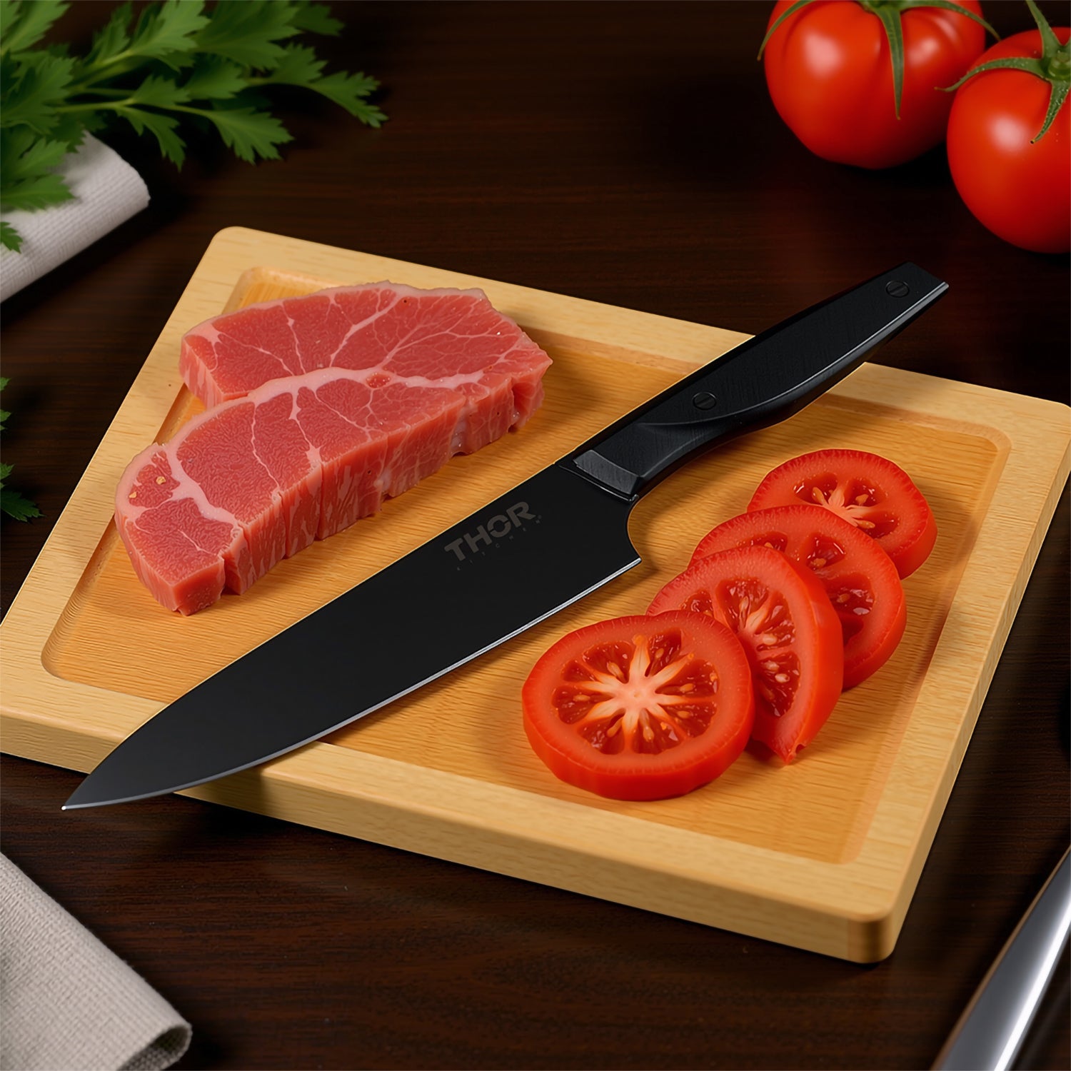Black Titanium Coated German Steel Chef Knife 8 Inches