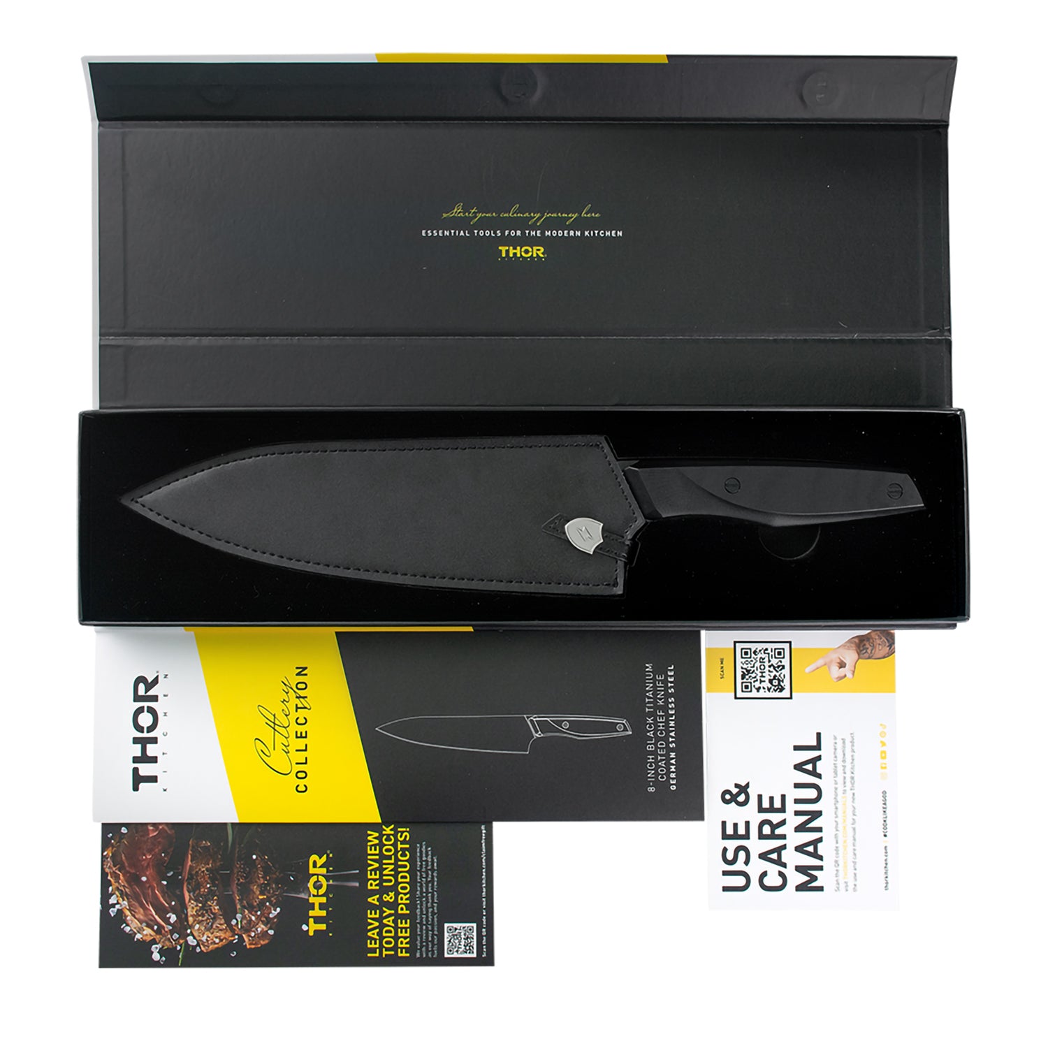 Black Titanium Coated German Steel Chef Knife 8 Inches