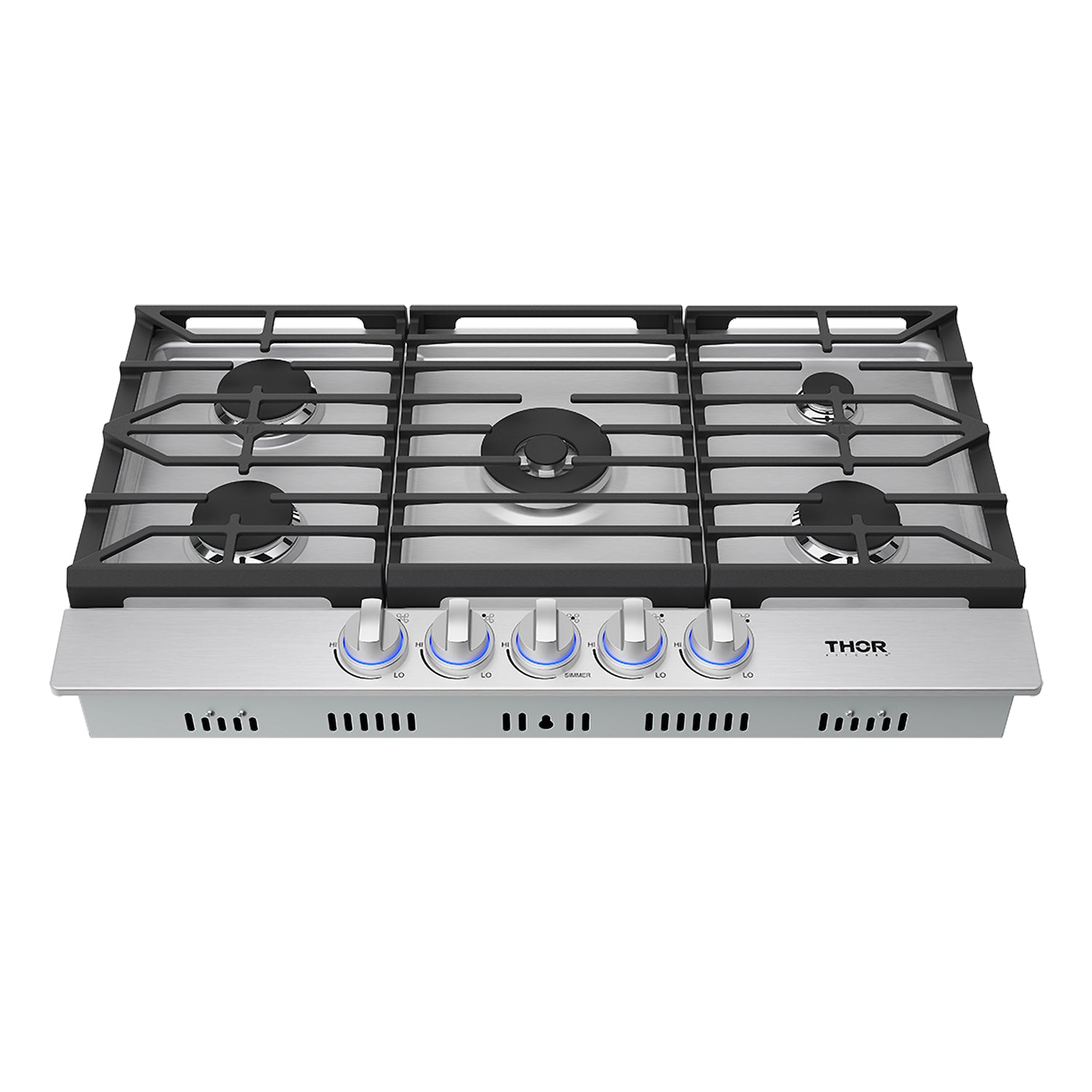 36 Inch Professional Gas Cooktop in Stainless Steel