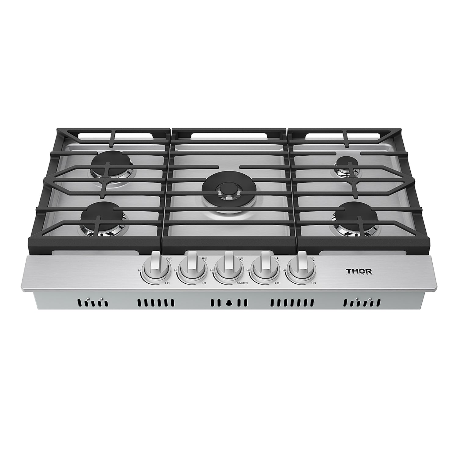 36 Inch Professional Gas Cooktop in Stainless Steel